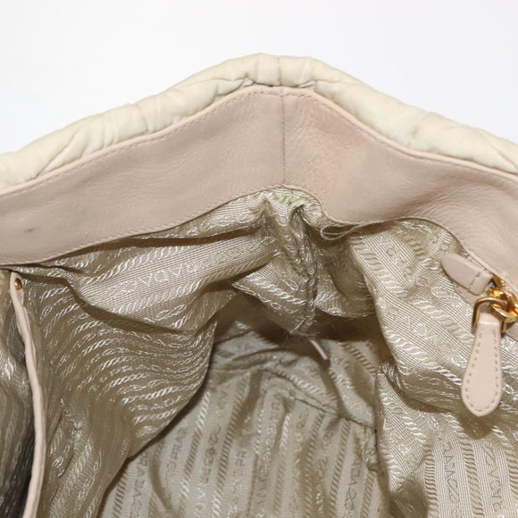 PRADA Chain Tote Bag Nylon Ivory Gold Auth 150390