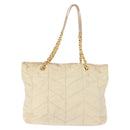 PRADA Chain Tote Bag Nylon Ivory Gold Auth 150390-2