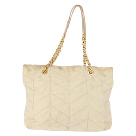 PRADA Chain Tote Bag Nylon Ivory Gold Auth 150390 - 0