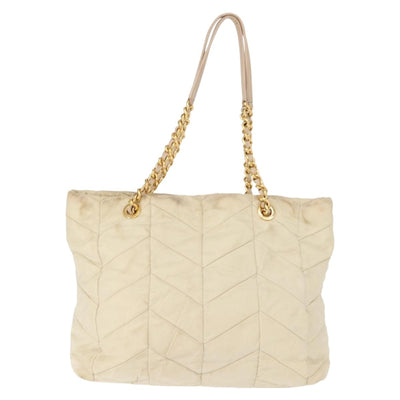PRADA Chain Tote Bag Nylon Ivory Gold Auth 150390 - 0