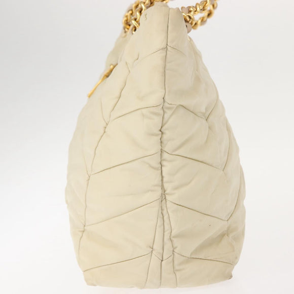 PRADA Chain Tote Bag Nylon Ivory Gold Auth 150390