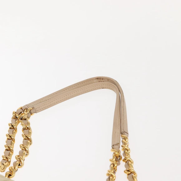 PRADA Chain Tote Bag Nylon Ivory Gold Auth 150390