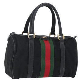 GUCCI GG Canvas Web Sherry Line Hand Bag Black Gold 012 3841 28 39 Auth 150392