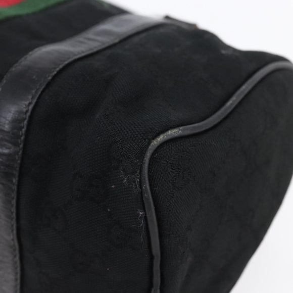 GUCCI GG Canvas Web Sherry Line Hand Bag Black Gold 012 3841 28 39 Auth 150392