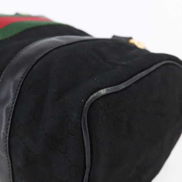 GUCCI GG Canvas Web Sherry Line Hand Bag Black Gold 012 3841 28 39 Auth 150392