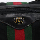 GUCCI GG Canvas Web Sherry Line Hand Bag Black Gold 012 3841 28 39 Auth 150392-15