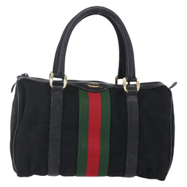 GUCCI GG Canvas Web Sherry Line Hand Bag Black Gold 012 3841 28 39 Auth 150392 - 0