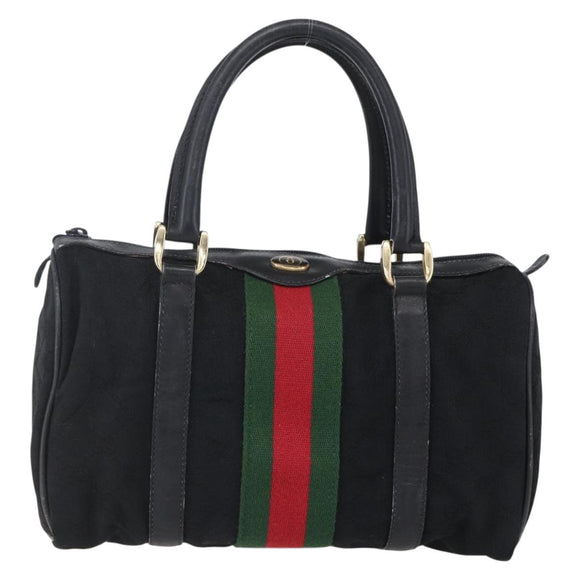 GUCCI GG Canvas Web Sherry Line Hand Bag Black Gold 012 3841 28 39 Auth 150392