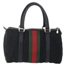GUCCI GG Canvas Web Sherry Line Hand Bag Black Gold 012 3841 28 39 Auth 150392-3