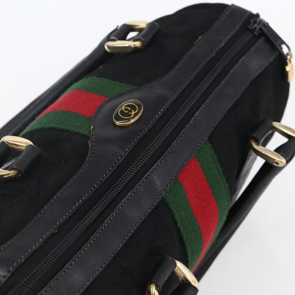 GUCCI GG Canvas Web Sherry Line Hand Bag Black Gold 012 3841 28 39 Auth 150392