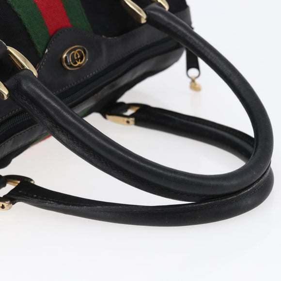 GUCCI GG Canvas Web Sherry Line Hand Bag Black Gold 012 3841 28 39 Auth 150392