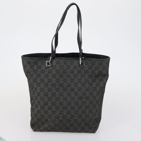 GUCCI GG Canvas Tote Bag 2 Set Light Blue Black Auth 150393