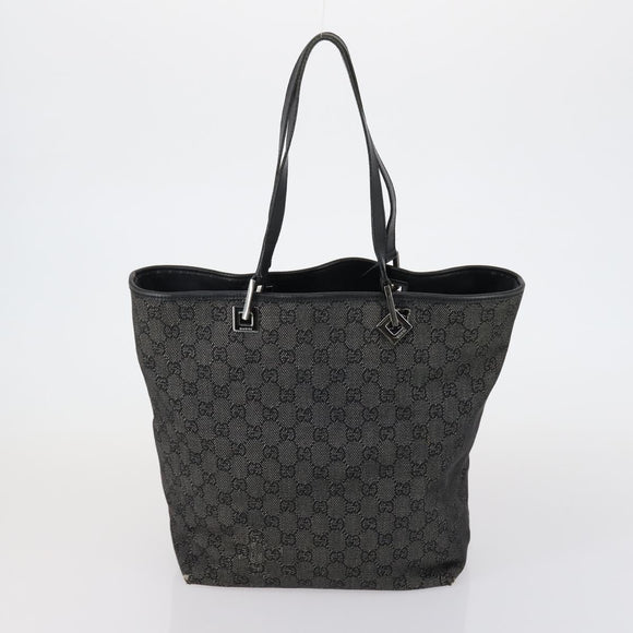 GUCCI GG Canvas Tote Bag 2 Set Light Blue Black Auth 150393