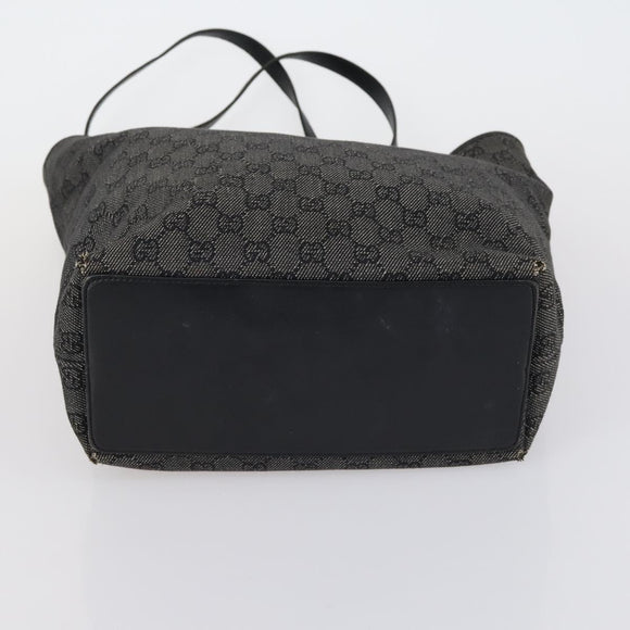 GUCCI GG Canvas Tote Bag 2 Set Light Blue Black Auth 150393