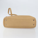 Salvatore Ferragamo Gancini Hand Bag Leather 2way Beige Silver Auth 150400-5