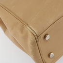 Salvatore Ferragamo Gancini Hand Bag Leather 2way Beige Silver Auth 150400-15