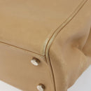 Salvatore Ferragamo Gancini Hand Bag Leather 2way Beige Silver Auth 150400-16