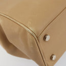 Salvatore Ferragamo Gancini Hand Bag Leather 2way Beige Silver Auth 150400-17