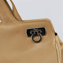 Salvatore Ferragamo Gancini Hand Bag Leather 2way Beige Silver Auth 150400-18
