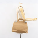 Salvatore Ferragamo Gancini Hand Bag Leather 2way Beige Silver Auth 150400-24
