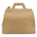 Salvatore Ferragamo Gancini Hand Bag Leather 2way Beige Silver Auth 150400-2