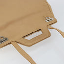 Salvatore Ferragamo Gancini Hand Bag Leather 2way Beige Silver Auth 150400-6