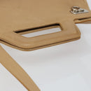 Salvatore Ferragamo Gancini Hand Bag Leather 2way Beige Silver Auth 150400-7