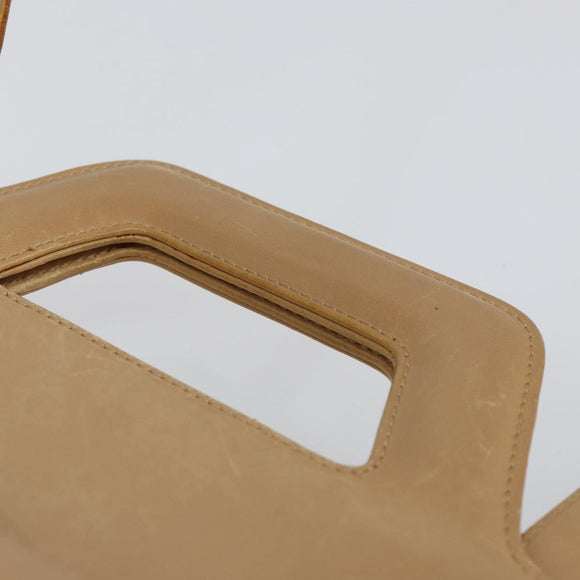 Salvatore Ferragamo Gancini Hand Bag Leather 2way Beige Silver Auth 150400