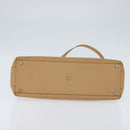 Salvatore Ferragamo Gancini Tote Bag Leather 2way Beige Gold Auth 150401-11