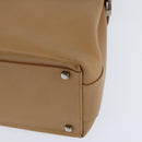 Salvatore Ferragamo Gancini Tote Bag Leather 2way Beige Gold Auth 150401-15