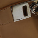 Salvatore Ferragamo Gancini Tote Bag Leather 2way Beige Gold Auth 150401-16