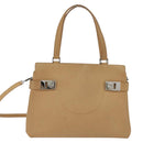Salvatore Ferragamo Gancini Tote Bag Leather 2way Beige Gold Auth 150401-2