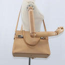 Salvatore Ferragamo Gancini Tote Bag Leather 2way Beige Gold Auth 150401-22