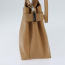 Salvatore Ferragamo Gancini Tote Bag Leather 2way Beige Gold Auth 150401-5