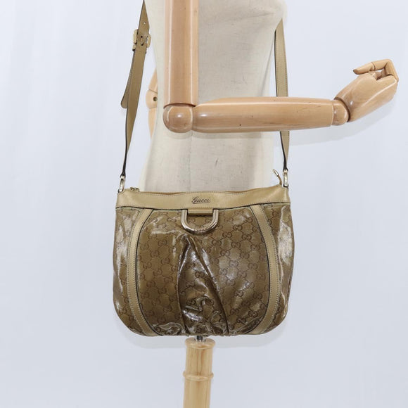 GUCCI GG Crystal Shoulder Bag Gold 203257 Auth 150404