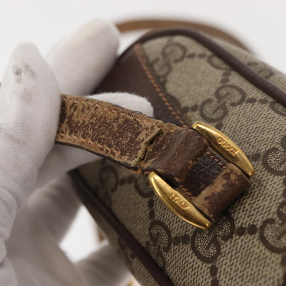 GUCCI GG Supreme Web Sherry Line Bag PVC Beige Gold 89 02 018 Auth 150405