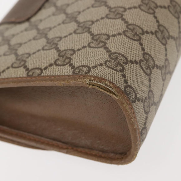 GUCCI GG Supreme Web Sherry Line Clutch Bag PVC Beige Gold 89 01 030 Auth 150407