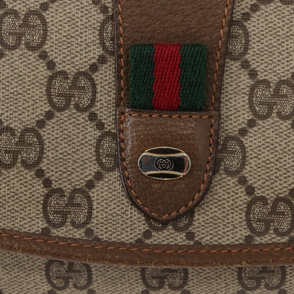 GUCCI GG Supreme Web Sherry Line Clutch Bag PVC Beige Gold 89 01 030 Auth 150407