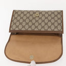 GUCCI GG Supreme Web Sherry Line Clutch Bag PVC Beige Gold 89 01 030 Auth 150407-9