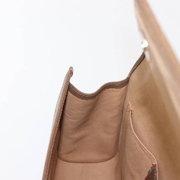 GUCCI GG Supreme Web Sherry Line Clutch Bag PVC Beige Gold 89 01 030 Auth 150407