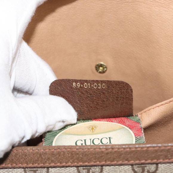 GUCCI GG Supreme Web Sherry Line Clutch Bag PVC Beige Gold 89 01 030 Auth 150407