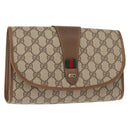 GUCCI GG Supreme Web Sherry Line Clutch Bag PVC Beige Gold 89 01 030 Auth 150407-1