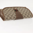 GUCCI GG Supreme Web Sherry Line Clutch Bag PVC Beige Gold 89 01 030 Auth 150407-5