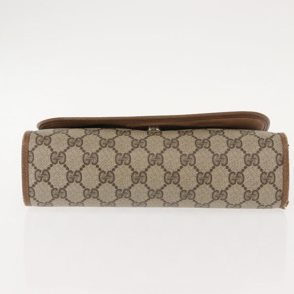 GUCCI GG Supreme Web Sherry Line Clutch Bag PVC Beige Gold 89 01 030 Auth 150407