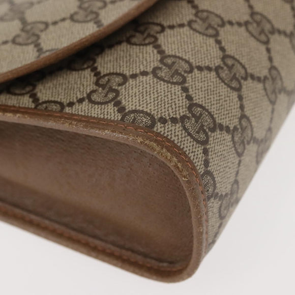 GUCCI GG Supreme Web Sherry Line Clutch Bag PVC Beige Gold 89 01 030 Auth 150407