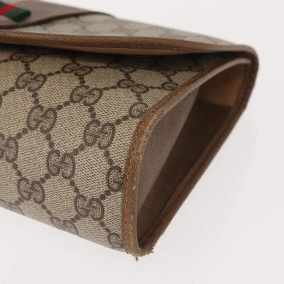 GUCCI GG Supreme Web Sherry Line Clutch Bag PVC Beige Gold 89 01 030 Auth 150407