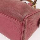 GUCCI Bamboo Mini Boston Bag Suede Pink Gold 007 122 0232 Auth 150408-14