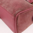 GUCCI Bamboo Mini Boston Bag Suede Pink Gold 007 122 0232 Auth 150408-16