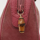 GUCCI Bamboo Mini Boston Bag Suede Pink Gold 007 122 0232 Auth 150408-17