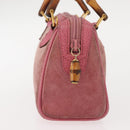 GUCCI Bamboo Mini Boston Bag Suede Pink Gold 007 122 0232 Auth 150408-4